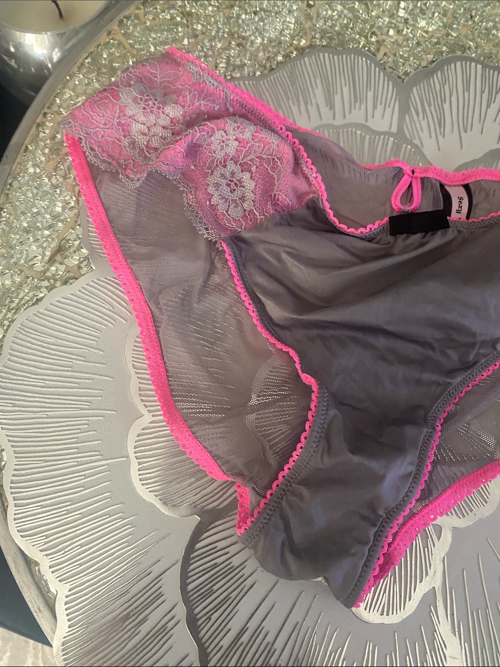 Victoria’s Secret sexy little things Gray & Hot Pink Lace Bikini Panty - Picture 7 of 7